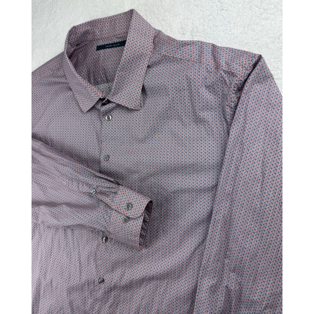 Perry Ellis Mens‎ Button Shirt Paisley Geometrical 3XL Cotton Long Sleeve Collar